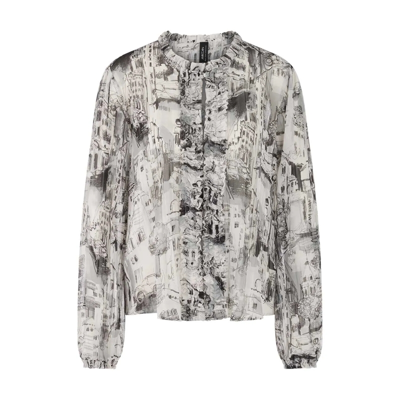 Marc Cain Blouse Blusenshirt mit Muster Grau