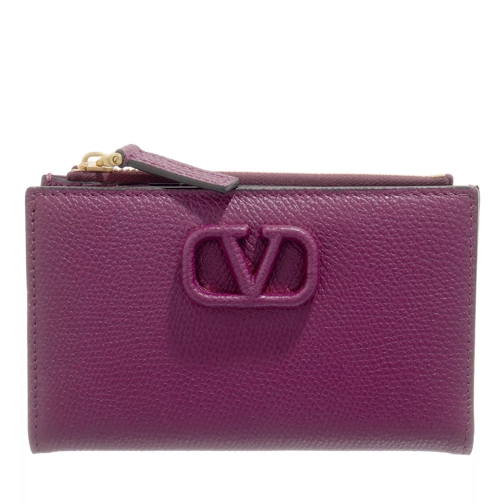Valentino Garavani V-Sling Card Case Leather Prune Card Case
