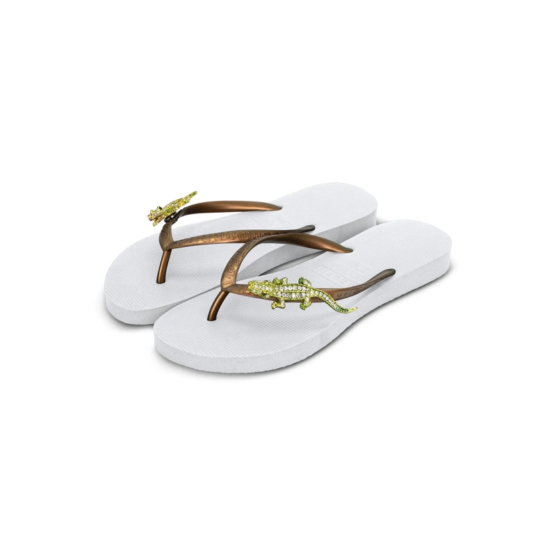 UZURII Flip Flops Zehentrenner Green Crocodile Switch weiss(Image 3)