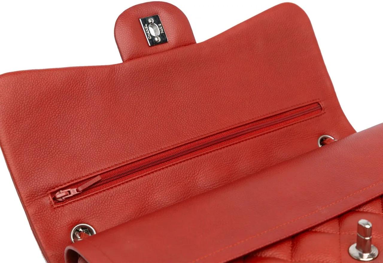 Chanel Shoppers Jumbo Classic Caviar Double Flap in oranje