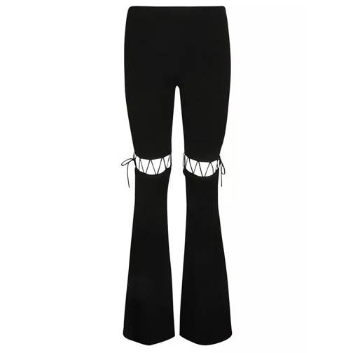 Manu Atelier Black Ribbed Knit Trousers Black 