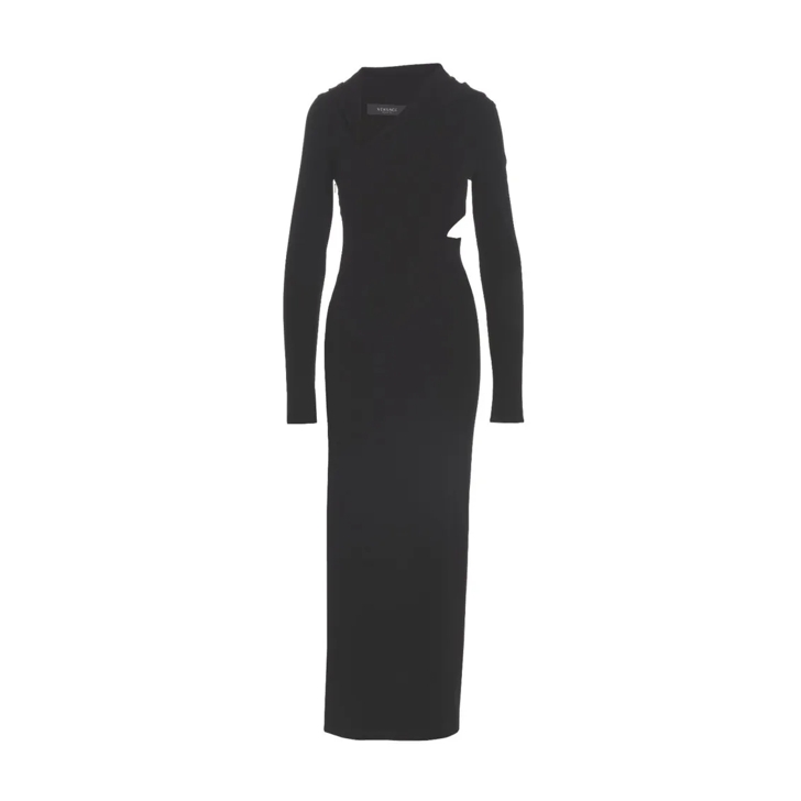 ワンピース VERSACE Long cut-out hooded dress Black Hooded cutout jersey maxi dress in black - Versace | Mytheresa