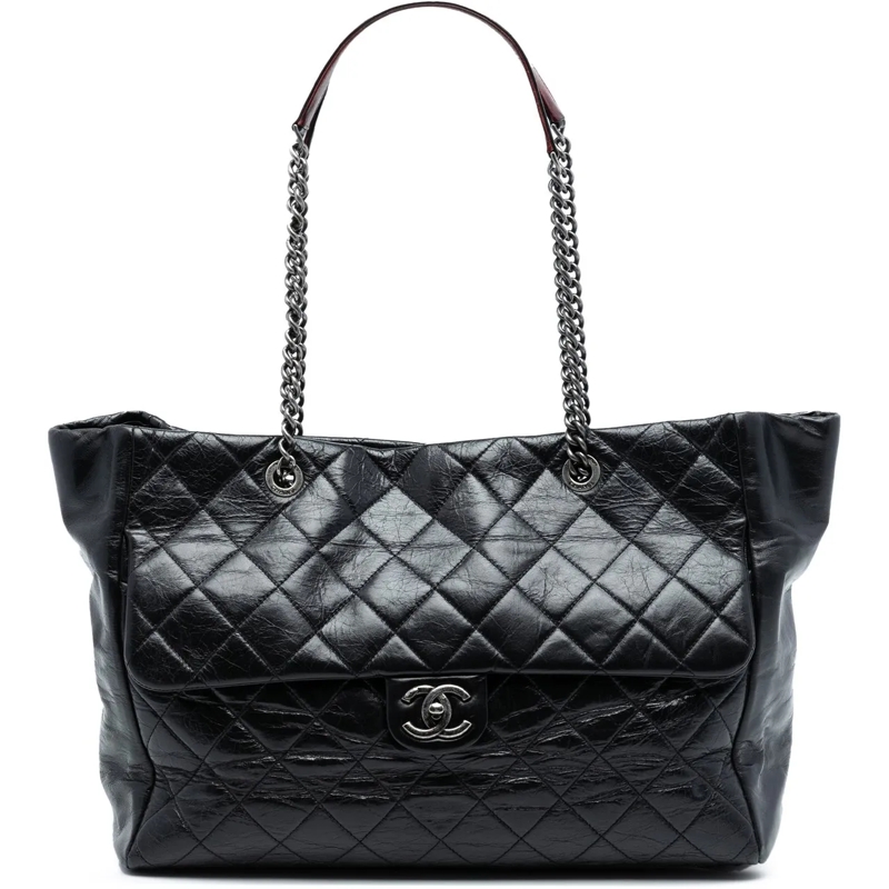 Chanel Shopper Large Quilted Glazed Calfskin Duo Color Tote schwarz