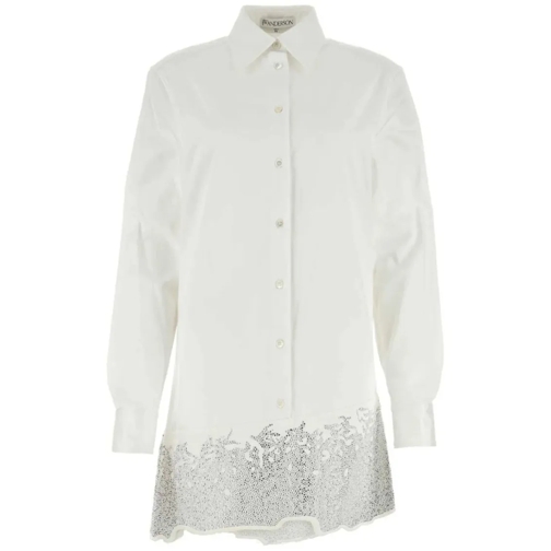 J.W.Anderson Crystal-Embellished Cotton Shirtdress White Mini robes