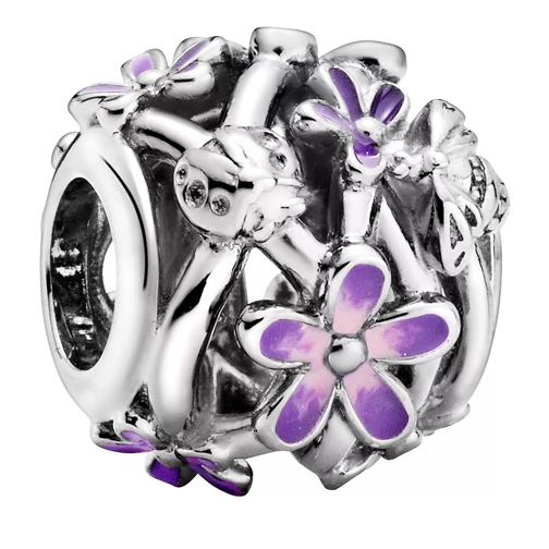 Pandora Offen gearbeitetes, lilafarbenes Gänseblümchen Cha Sterling silver Anhänger
