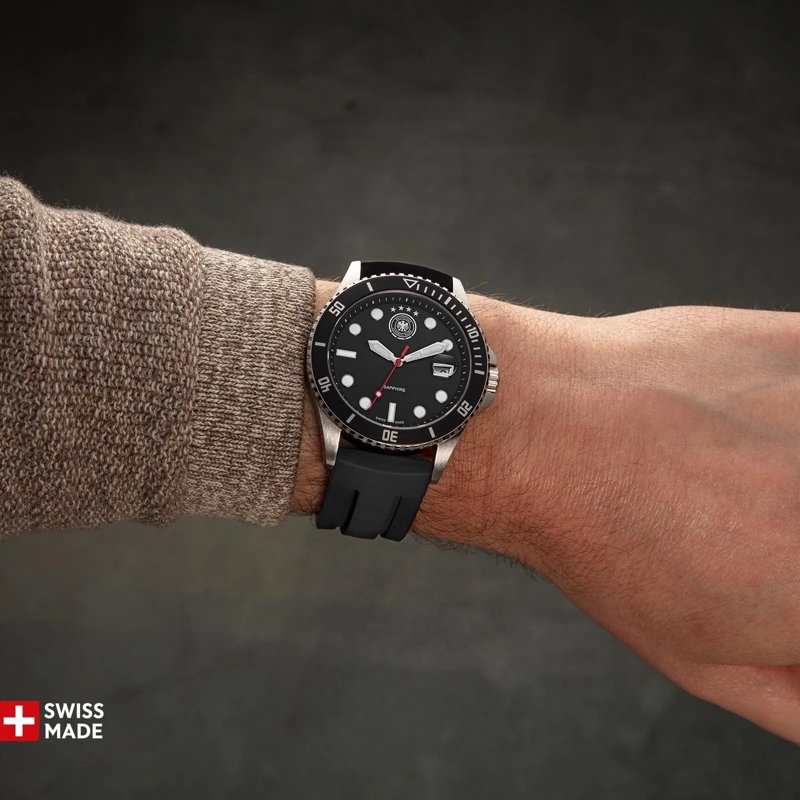 DFB Quarzuhr Quarzuhr DFB Herrenuhr mit Silikonarmband schwarz(Image 2)
