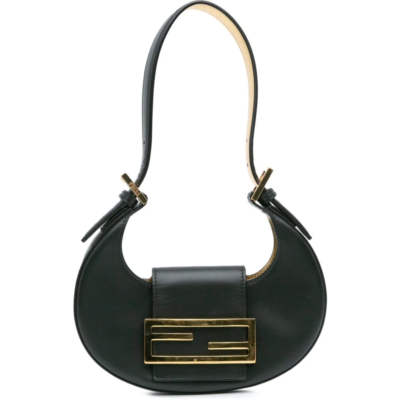 Fendi Fourre-tout Mini Leather Cookie Hobo schwarz