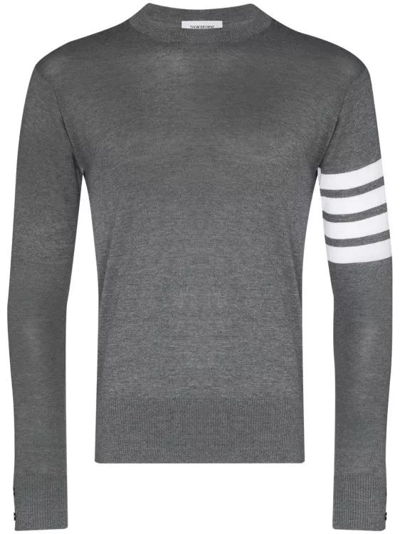 Thom Browne - Grey Wool 4-Bar Merino Pullover - Größe 3 - gray