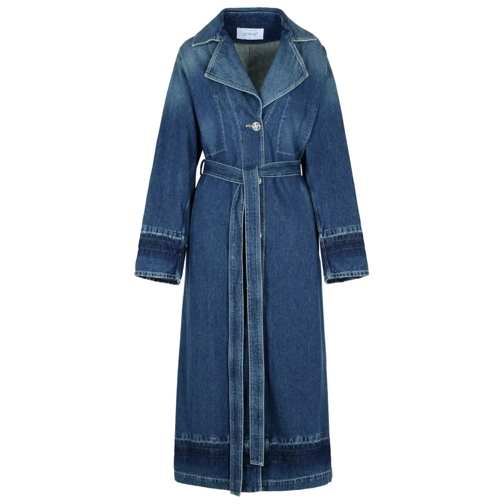 Off-White Blue Cotton Denim Trench Coat Blue Manteaux de tanche