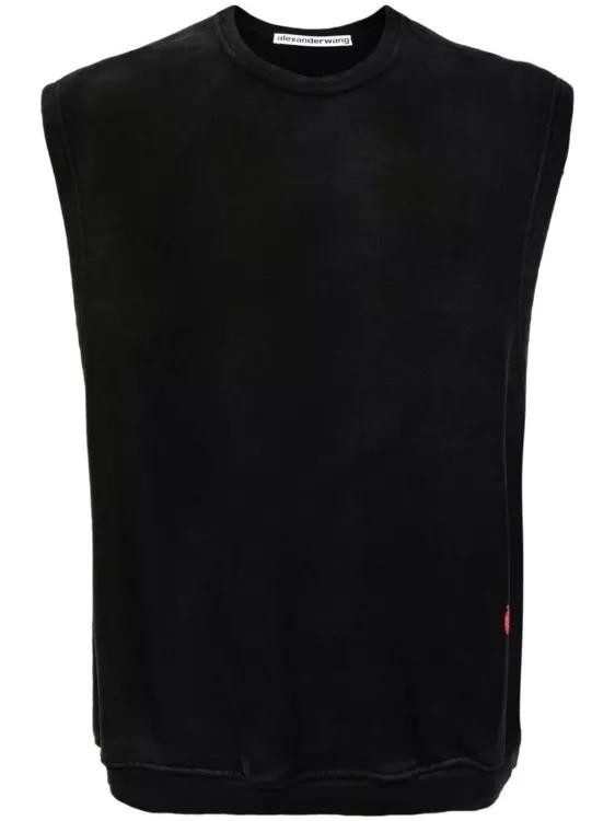 Alexander Wang - Logo-Print Sleeveless Cotton Knitwear Jumper - Größe XS - black