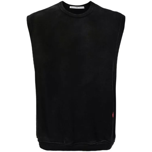 Alexander Wang Logo-Print Sleeveless Cotton Knitwear Jumper Black 