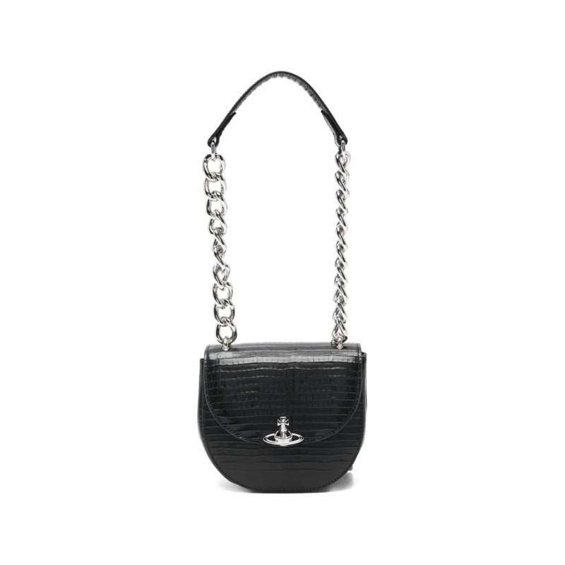 Vivienne Westwood Sac à bandoulière Croc-Embossed Shoulder Bag Black