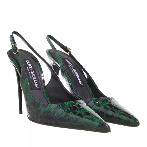 Dolce&Gabbana Crocodile-Effect Leather Slingback Pumps  Emerald Pump