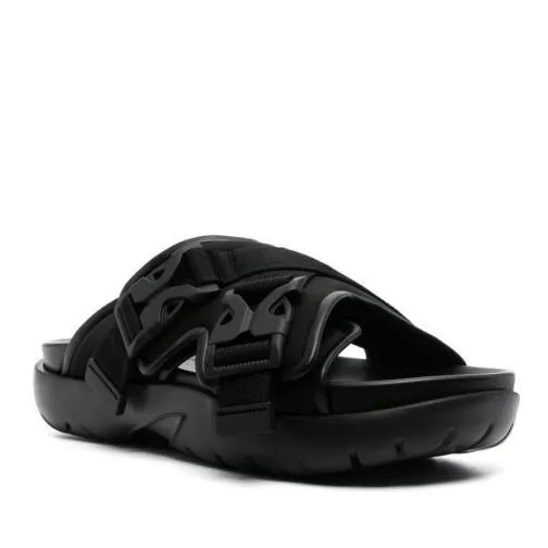 Bottega Veneta Black Calf Leather Sandals Black Slip-in skor