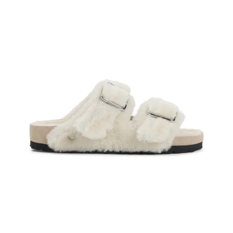 Birkenstock Sandalen Soft Shearling Sandals With Adjustable Straps White