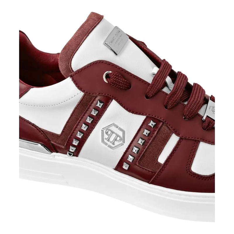 Philipp Plein Low-Top-Sneaker Lo-Top Turnschuhe Mit Nieten Verziert bordeaux(Image 3)