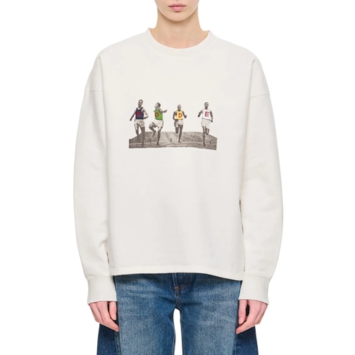 Bode New York Hemden Finish Line Crewneck Sweatshirt White