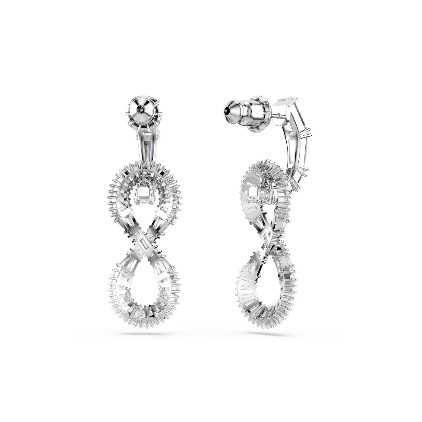 Thumbnail - Swarovski Ohrringe - Hyperbola drop earrings, Infinity, Rhodium plated - Gr. unisize - in Weiß - für Damen