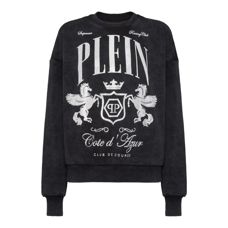 Philipp Plein Top Sweatshirt Mit Schmucksteinen schwarz