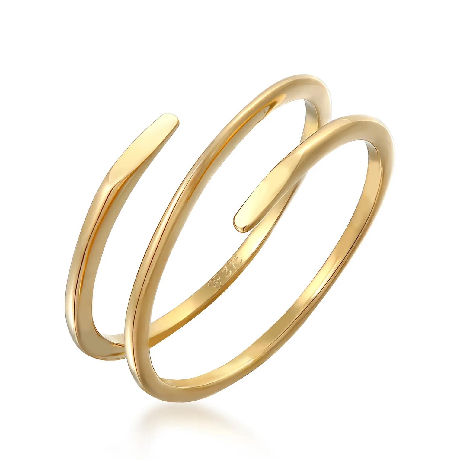 Elli Ringe - Ring Wickelring Twist Fein 375 Gelbgold - Gr. 52 MM - in Gold - für Damen