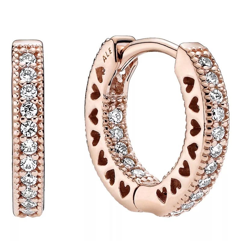 Pandora Créoles Pavé-Herz Ohrringe 14k Rose gold-plated unique metal blend