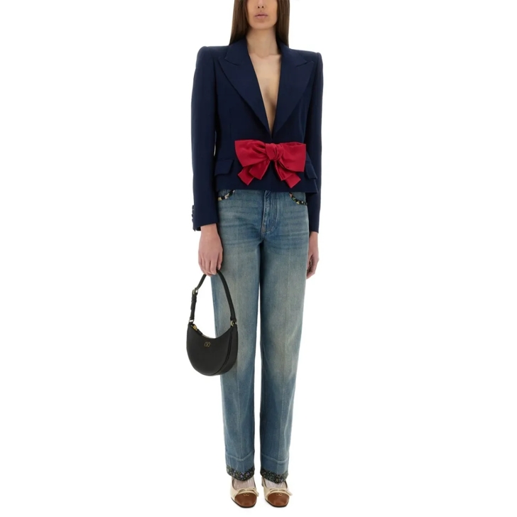 Valentino Garavani Viscose Jacket With Structured Bow Detail