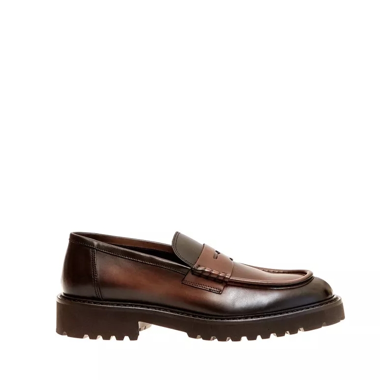 Doucal's Loafer Shaded Brown Leather Moccasin Brown