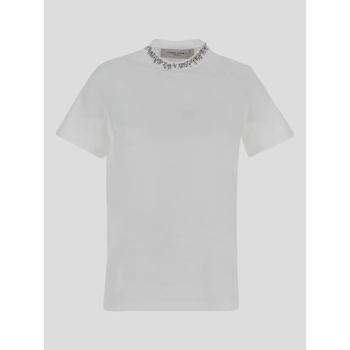 Golden Goose Polo Regular Distressed Cotton T-Shirt With Embroidery White