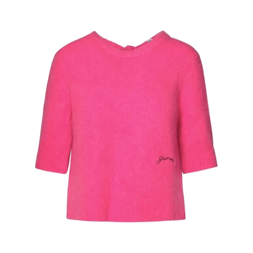 GANNI Fuchsia Alpaca Blend Top Pink 