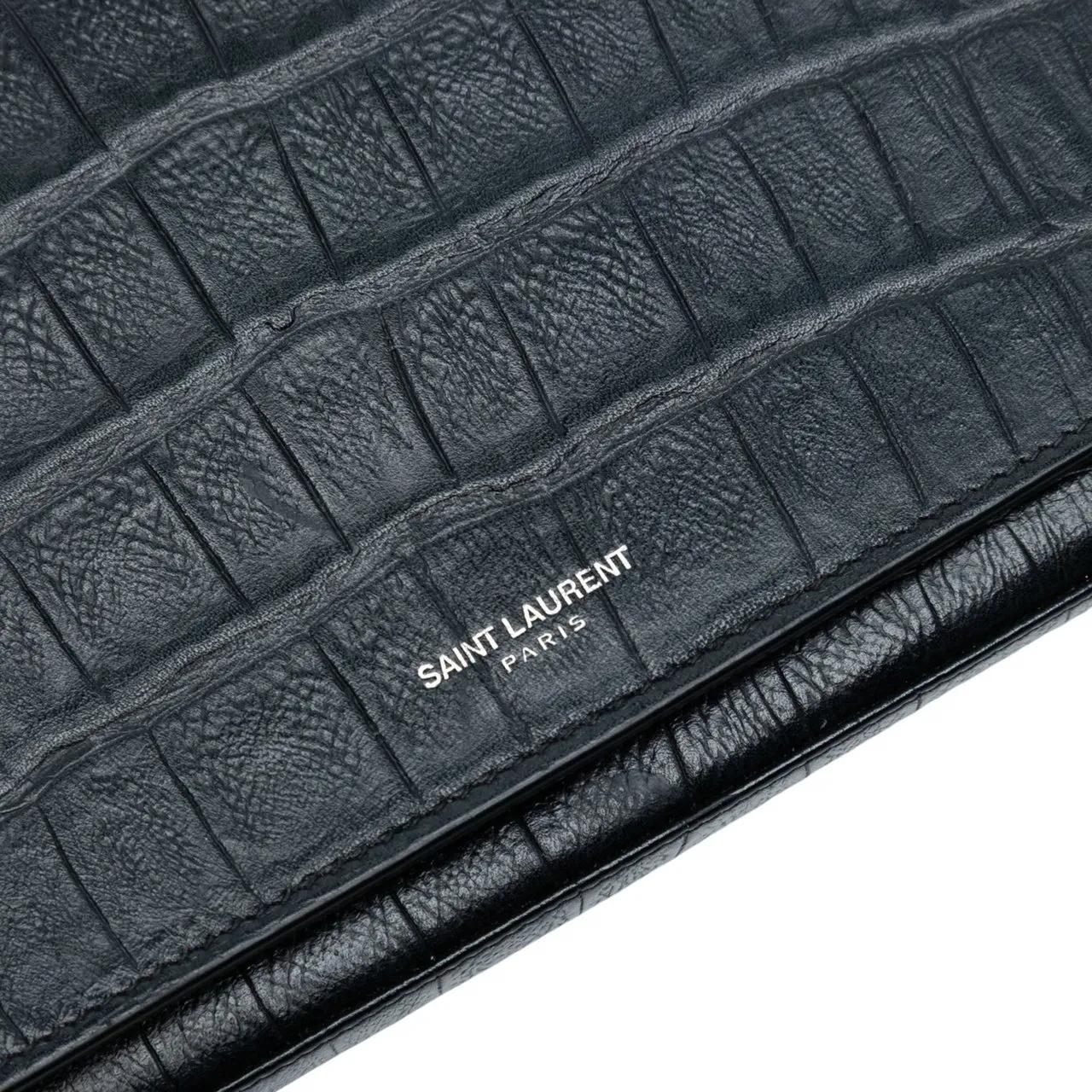 Thumbnail - Saint Laurent Hobo Bags - Croc Embossed Leather Wallet On Chain - Gr. unisize - in Schwarz - für Damen