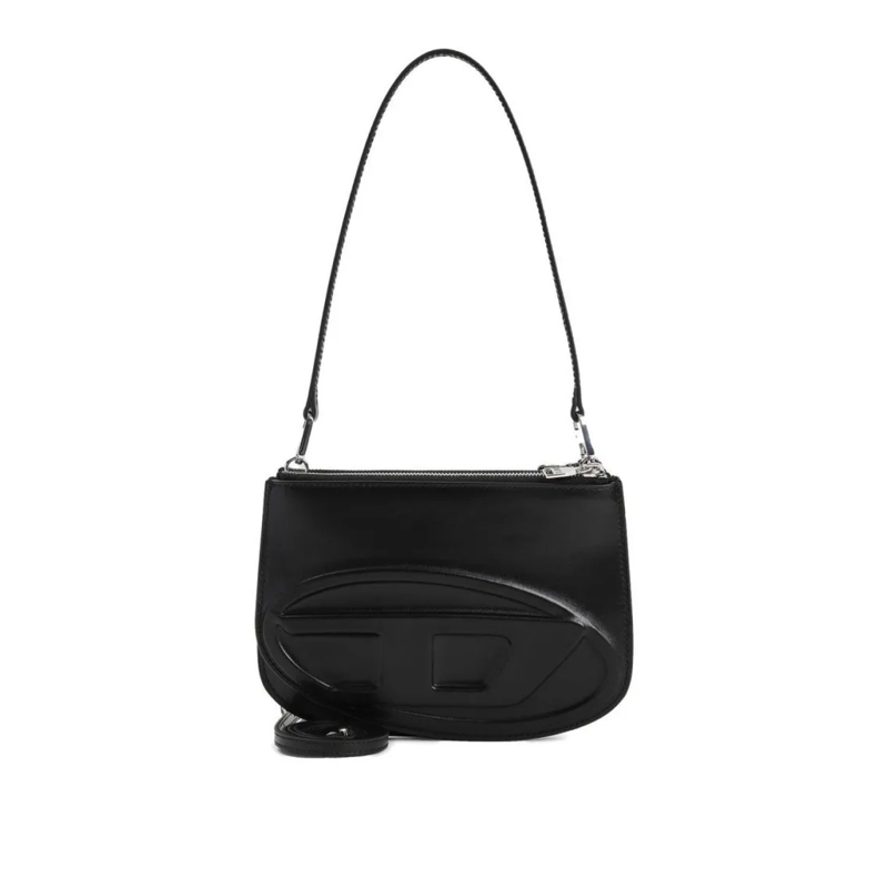 Diesel Schultertasche Black Leather Shoulder Bag Black