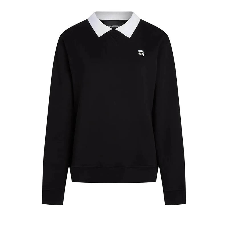Karl Lagerfeld  Ikon Sweatshirt mit Kragen Sweatshirt schwarz