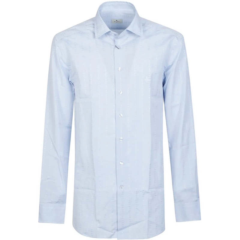 Etro Legeres Oberteil Roma Long Sleeve Logo Shirt Blue blau