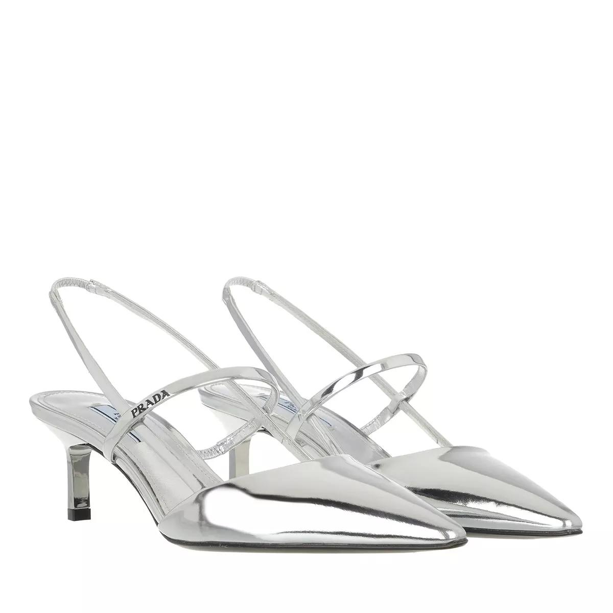 Prada silver sale slingbacks