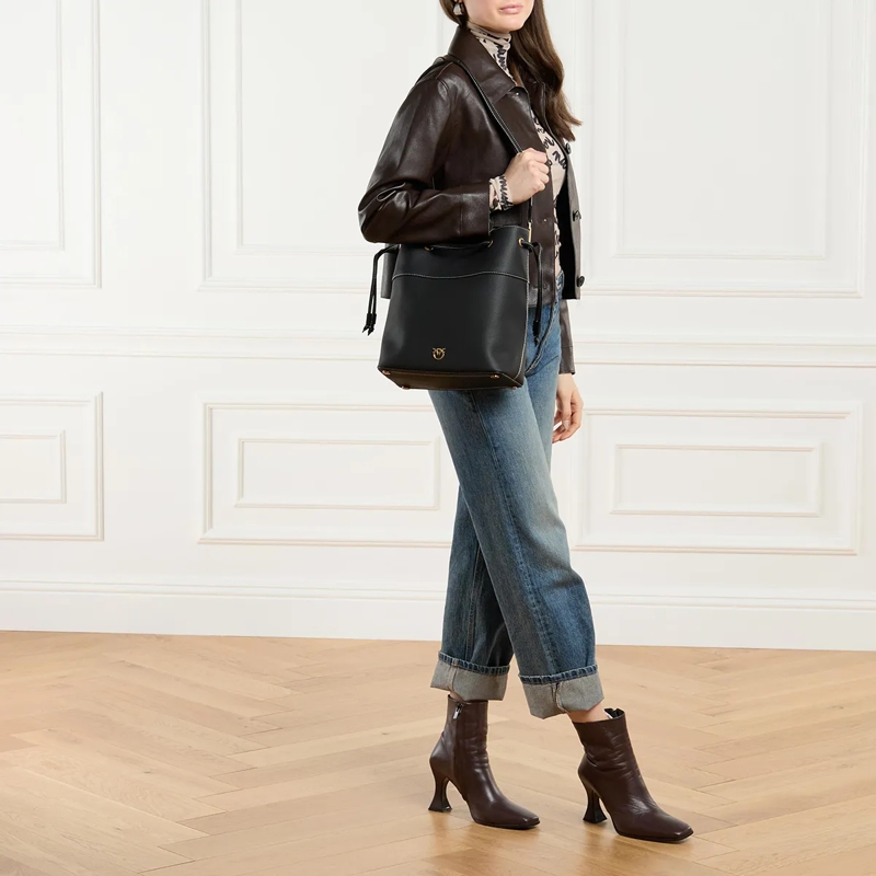 Pinko Bucket Bag Secchiello Classic Nero-Antique Gold(Image 2)