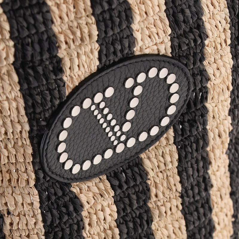 Valentino Garavani Tote Handtasche aus Raffia schwarz(Image 5)