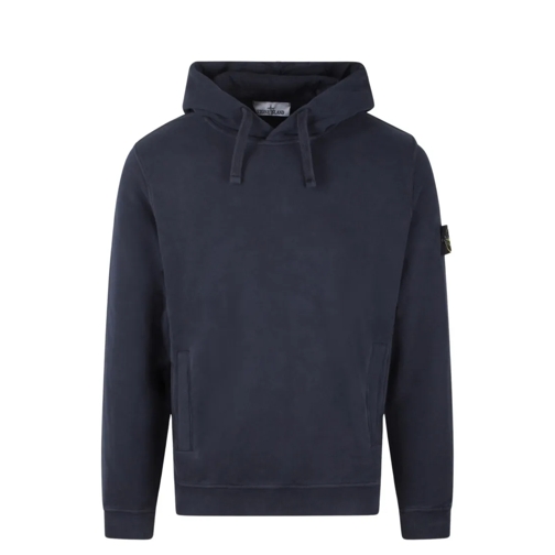 Stone Island Blue Cotton Hoodie Blue Hoodie