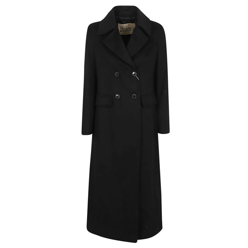 Herno Manteaux de tanche Double-Breasted Wool Coat With Pointed Lapels Black