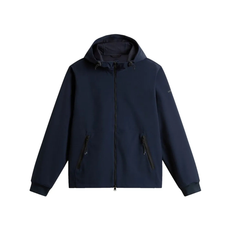 Woolrich Pull Navy Blue Soft Shell Zip-Up Jacket Blue