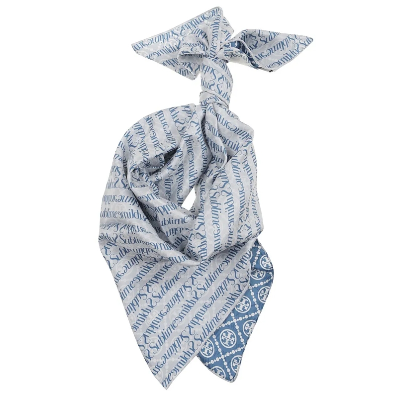 Tory Burch Écharpe légère Intricately Patterned Silk Twill Scarf Blue