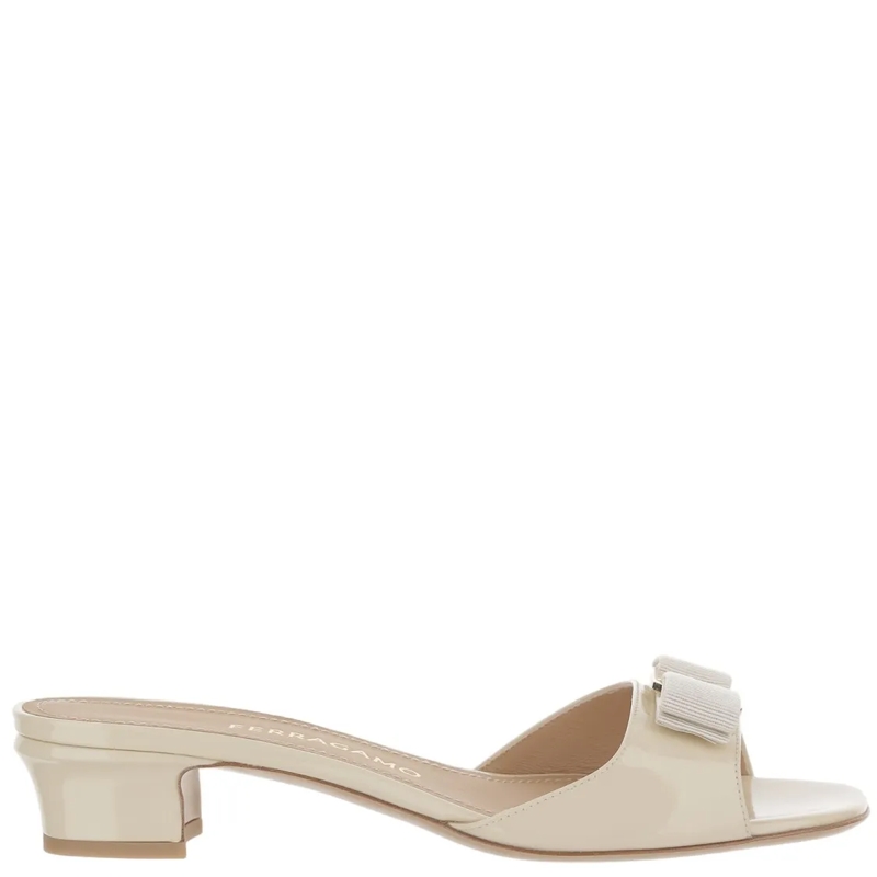 Salvatore Ferragamo Ballerines Shiny Leather Flat Shoes With Iconic Bow Neutrals