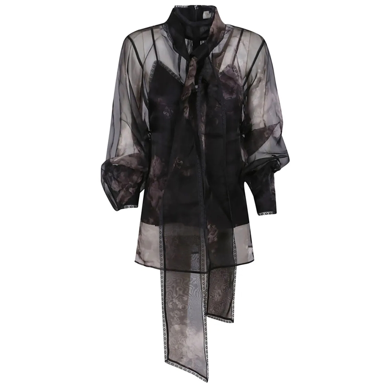 Zimmermann Blouse Sheer Black Blouse With Puff Sleeves Black