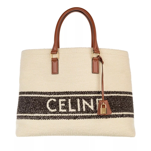 Celine Horizontal Woven Logo Shopping Bag Brown/Tan Tote
