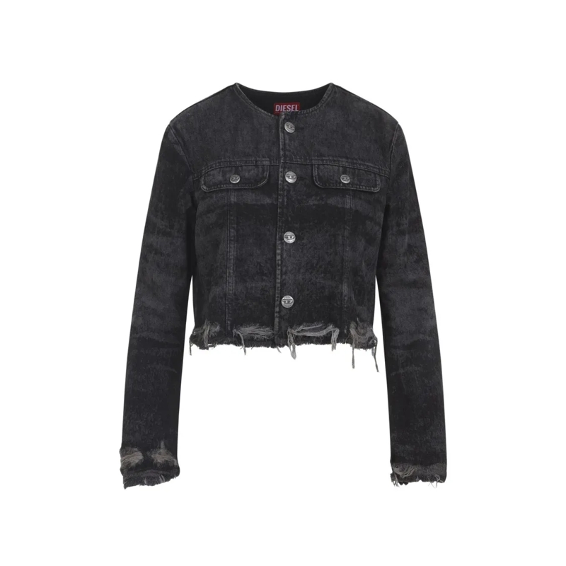 Diesel Veste en jean Cropped Denim Jacket With Washed Black Finish Black