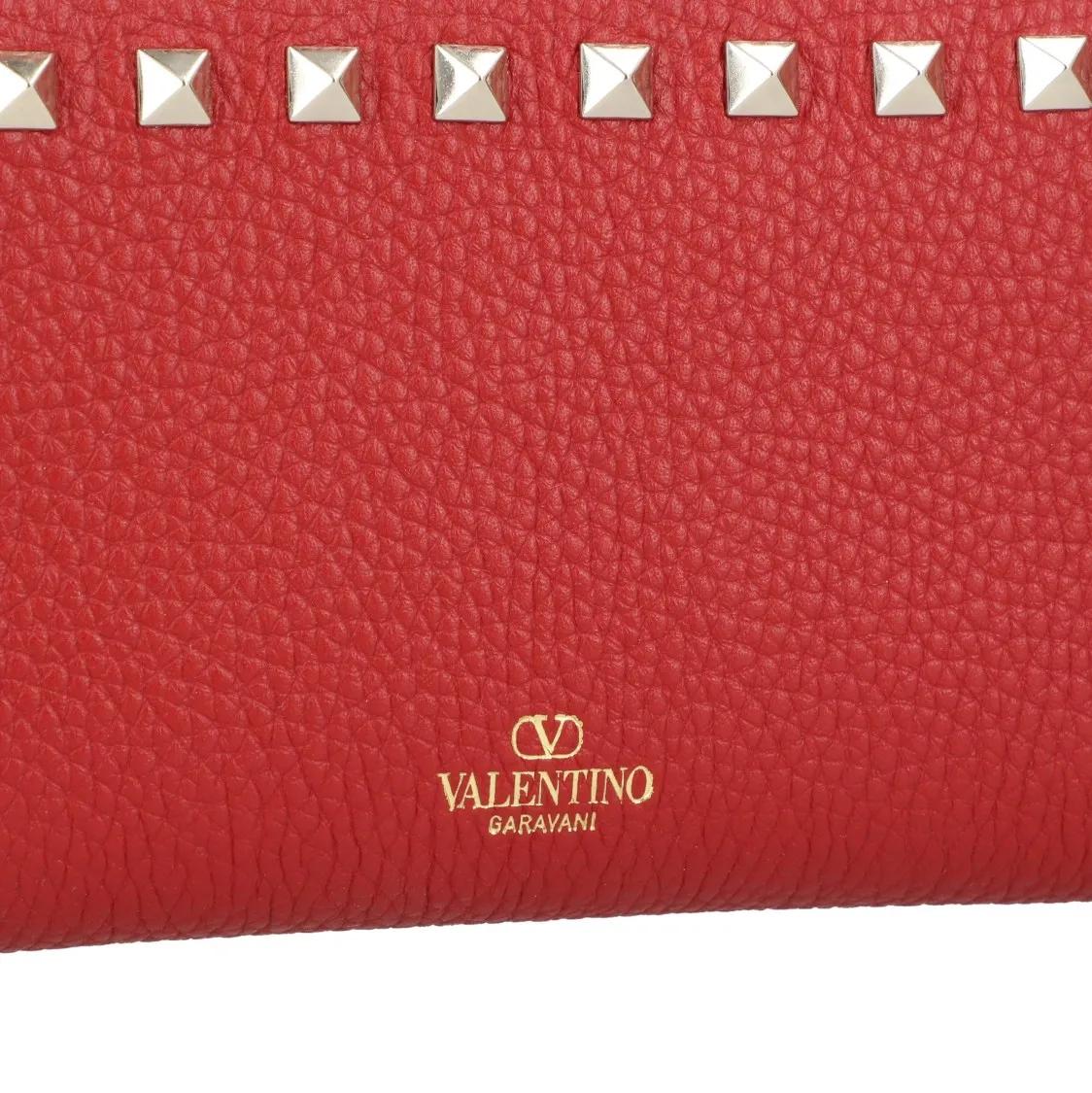 Thumbnail - Valentino Garavani Portemonnaie - Leather Wallet With Zip And Rockstads - Gr. unisize - in Rot - für Damen