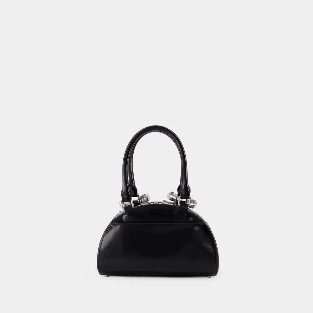 Self-portrait Crossbody bags Curved Mini Handbag Leather Black in zwart