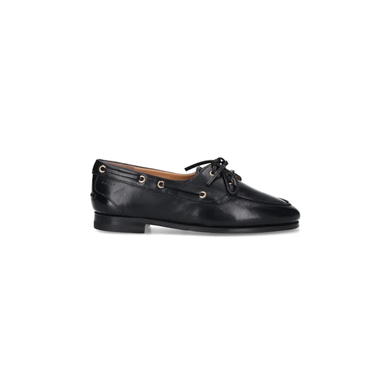 Bally Ballerinas Round Toe Slip-On Moccasins With Tonal Logo Detail Black