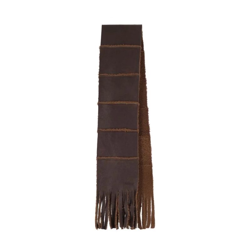 Our Legacy Écharpe légère Legacy Lamb Shearling Scarf, Brown, Fringe On Hem Brown
