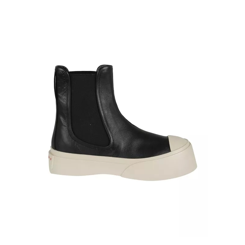 Marni Stiefel Black Chelsea Boots With Logo Patch In Leather Black(Image 7)