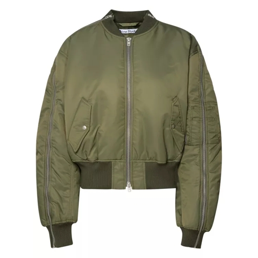 Acne Studios Bomber Jacket In Green Nylon Grey 
